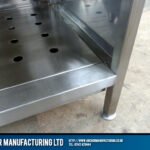 Catering hot cupboard perforated base detail kitchen fabrication sheffield