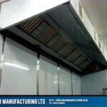 Kitchen Canopy extraction hood with steel wall cladding